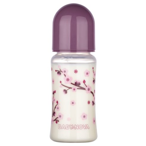 Baby-Nova Anti-Colic cumisüveg széles 300 ml szilikon cumival 0-24 hó - lila
