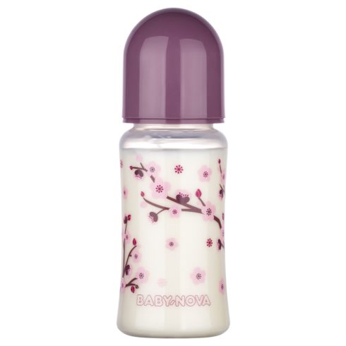 Baby-Nova Anti-Colic cumisüveg széles 300 ml szilikon cumival 0-24 hó - lila
