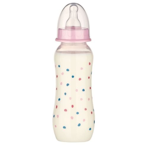 Baby-Nova cumisüveg szilikon cumival M-es 240 ml - rózsaszín 