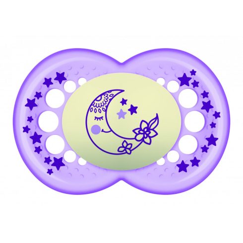 MAM Original Night 6+ szilikon nyugtató cumi 2 db - lila hold, fehér csillagok