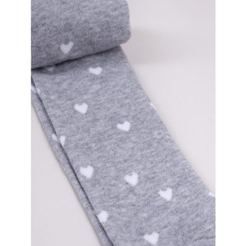 Yo! Baby pamut harisnyanadrág (104-110) - szürke/fehér szívek