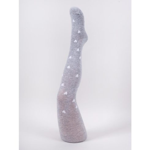 Yo! Baby pamut harisnyanadrág (104-110) - szürke/fehér szívek