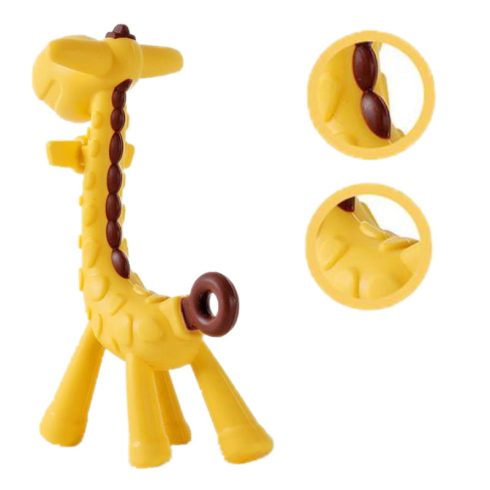 Bocioland szilikon rágóka - zsiráf sárga/bézs