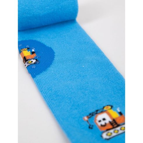 Yo!club pamut harisnyanadrág csúszásgátlóval (68-74) - kék/lánctalpas daru