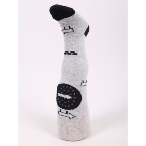 Yo!club pamut harisnyanadrág csúszásgátlóval (74-80) - szürke/sárga dömper