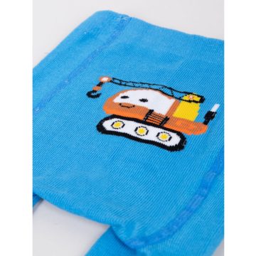   Yo!club pamut harisnyanadrág csúszásgátlóval (74-80) - kék/lánctalpas daru