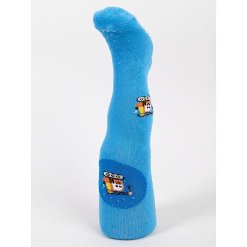 Yo!club pamut harisnyanadrág csúszásgátlóval (74-80) - kék/lánctalpas daru