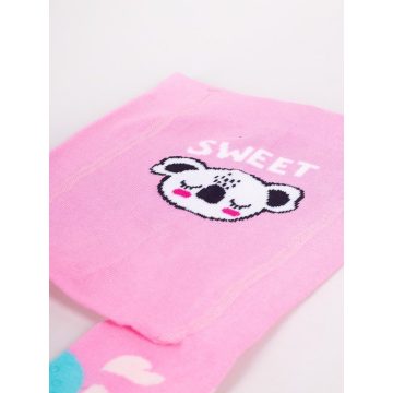   Yo!Club pamut harisnyanadrág csúszásgátlóval (80-86) - rózsaszín/koala