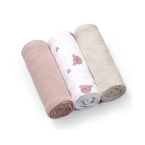 BabyOno Extra puha textil pelenka  3 db gyűrt muszlin - szürke