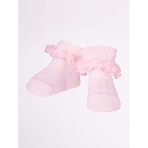 Yo! Baby pamut zokni csipkés rózsaszín 3-6 hó