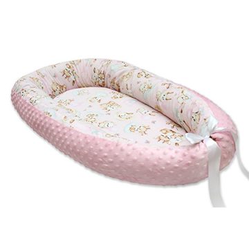 Scamp Minky-vászon babafészek - Pink Animals