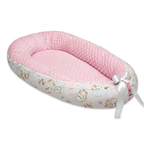 Scamp Minky-vászon babafészek - Pink Animals