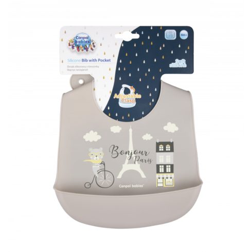 Canpol babies szilikon előke 4+  Bonjour Paris bézs