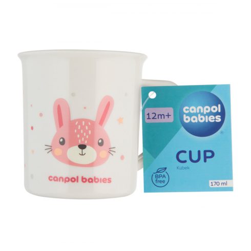 Canpol babies műanyag pohár fogóval, mikrózható,170 ml - nyuszi 