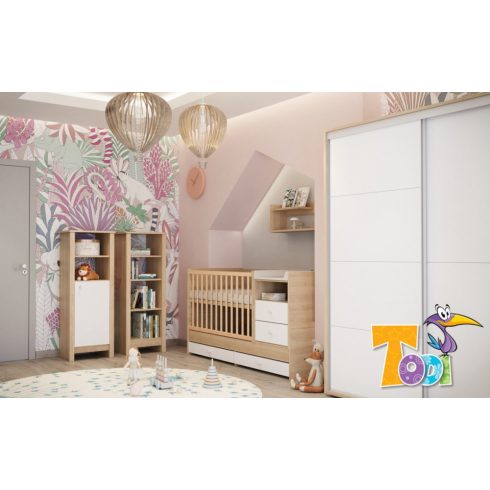 Todi Classic babaszoba III. - sonoma tölgy / bordázott fehér