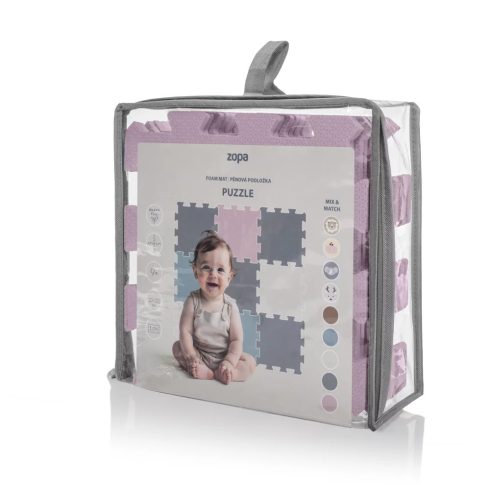 Zopa szivacs puzzle 30x30 cm 9db - Sugar Pink