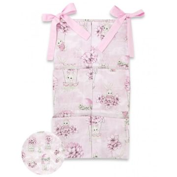 Baby Shop zsebes tároló -  rózsaszín virágos nyuszi 