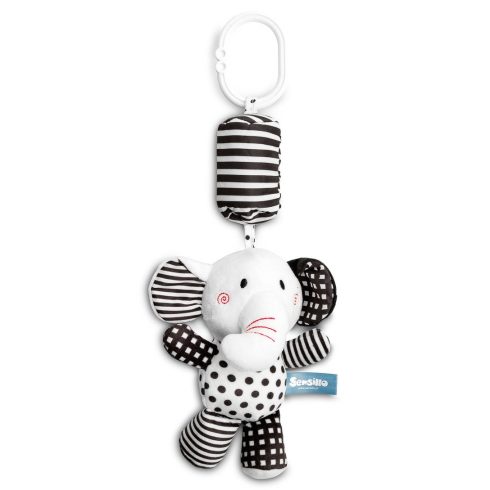 Sensillo plüss csörgő babakocsira fekete/fehér elefánt