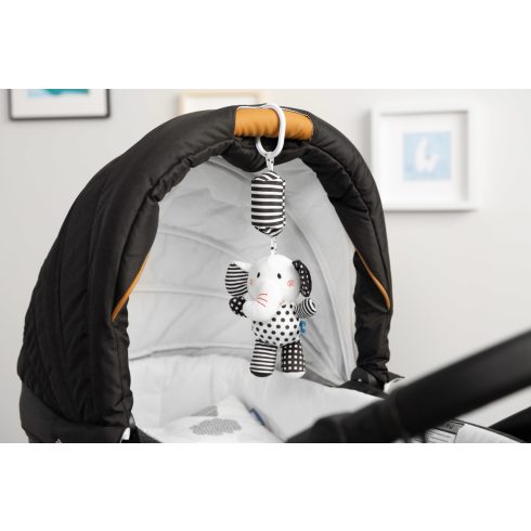 Sensillo plüss csörgő babakocsira fekete/fehér elefánt