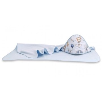  Baby Shop kapucnis fürdőlepedő 100*100 cm - kék lufis állatok
