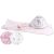 Baby Shop kapucnis fürdőlepedő 100*100 cm - szürke/rózsaszín őzike 