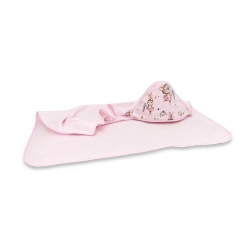 Baby Shop kapucnis fürdőlepedő 100*100 cm - Kis balerina rózsaszín 