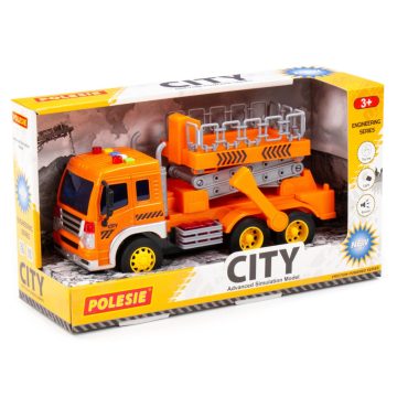 Polesie Toys City emelőkosaras autó - narancs