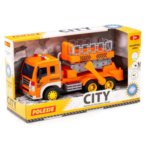 Polesie Toys City emelőkosaras autó - narancs