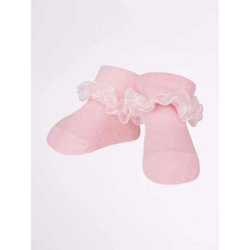 Yo! Baby pamut zokni csipkés pink 3-6 hó