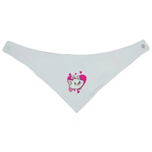 Háromszög nyálkendő Marie cica mintával - fehér 