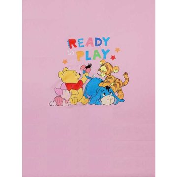   Pamut-wellsoft babatakaró Micimackó & barátai mintával 70x90cm - rózsaszín