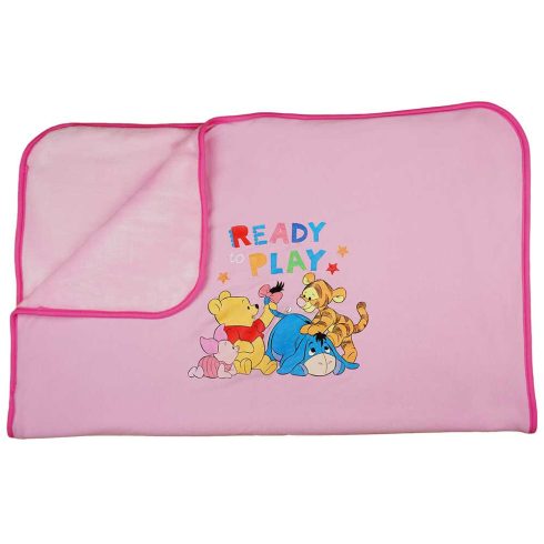 Pamut-wellsoft babatakaró Micimackó & barátai mintával 70x90cm - rózsaszín