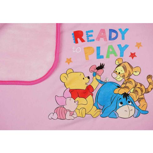 Pamut-wellsoft babatakaró Micimackó & barátai mintával 70x90cm - rózsaszín