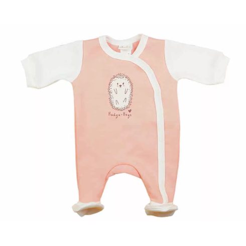 Belül bolyhos elöl patentos hosszú ujjú baba rugdalózó süni mintával barack (50)