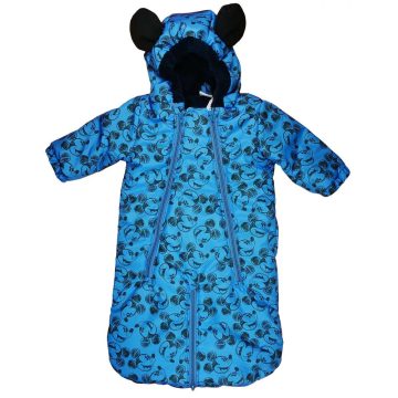   Disney Mickey kapucnis vízlepergetős bélelt baba bundazsák 68-74 kék 