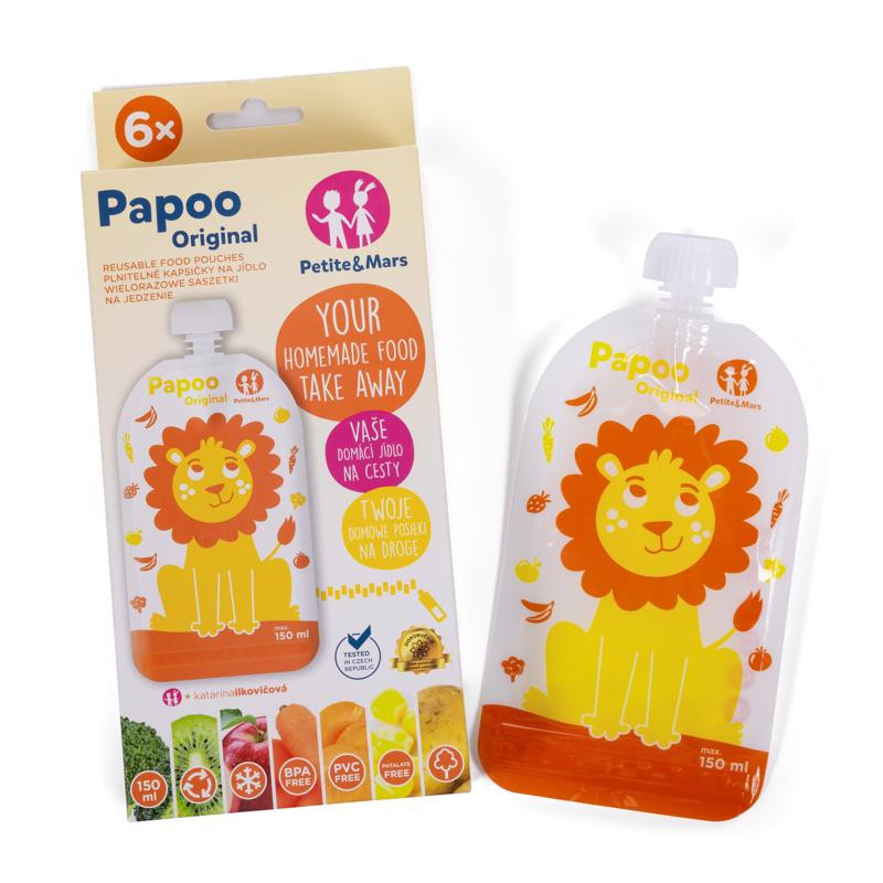 PETITE&MARS Papoo Original tasak bébiételekhez, lion, 6 db
