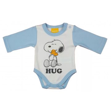   Hosszú ujjú baba body Snoopy mintával  (50) - fehér/v.kék
