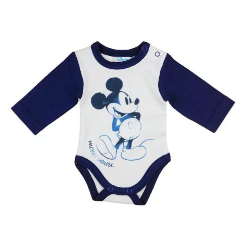 Disney Mickey hosszú ujjú baba body fehér/kék (74)