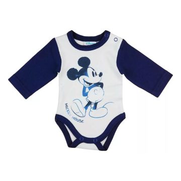 Disney Mickey hosszú ujjú baba body fehér/kék (104)