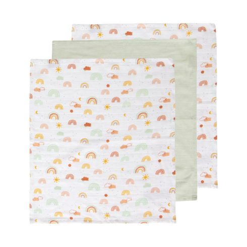 Muszlin arctörlő kendő 3 db csomagolásban - Rainbow Sky