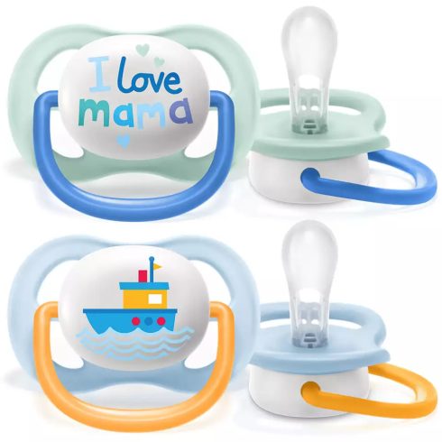 Avent Ultra air Happy 0-6hó játszócumi - fiús I love mama