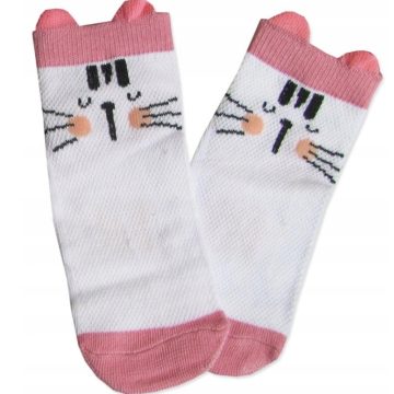 Yoclub pamut bokazokni 17/19 - fehér/rózsaszín/cica