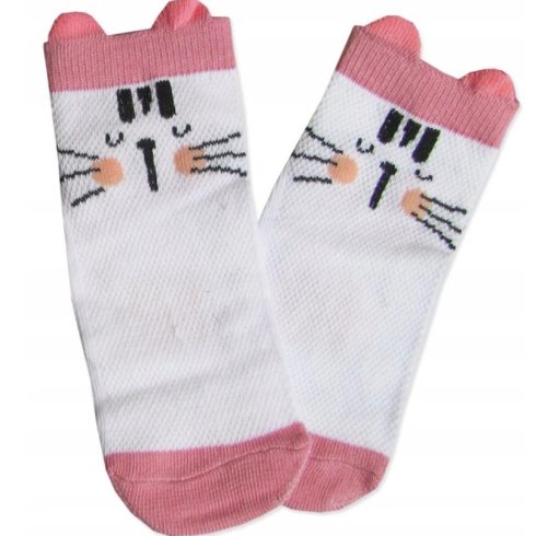 Yoclub pamut bokazokni 17/19 - fehér/rózsaszín/cica