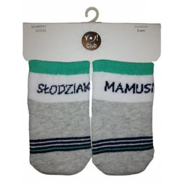 Yo! Baby pamut zokni 6-9 hó - zöld/szürke