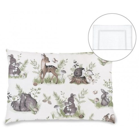 Lapos párna levehető huzattal 40x60 cm -    Erdei barátok zöld