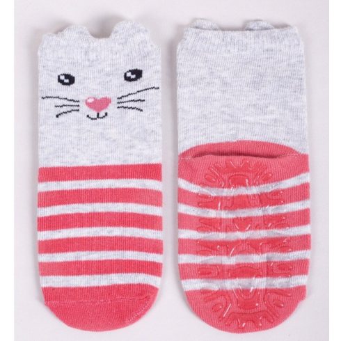 Yoclub ABS csúszásgátlós zokni 17/19 - csíkos/cica