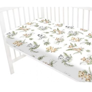 Baby Shop pamut,gumis lepedő 60*120 cm  - zöld szafari