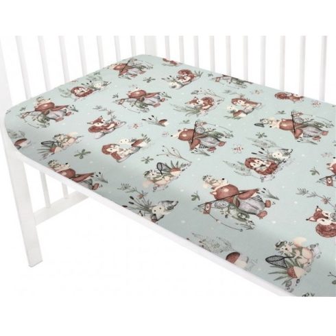 Baby Shop pamut,gumis lepedő 60*120 cm - Let's Go! menta 