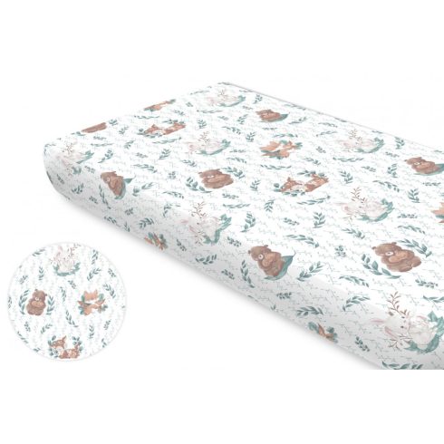 Baby Shop pamut,gumis lepedő 70*140 cm  - Lulu Natural menta