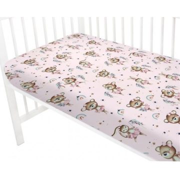   Baby Shop pamut,gumis lepedő 70*140 cm - Kis balerina rózsaszín 